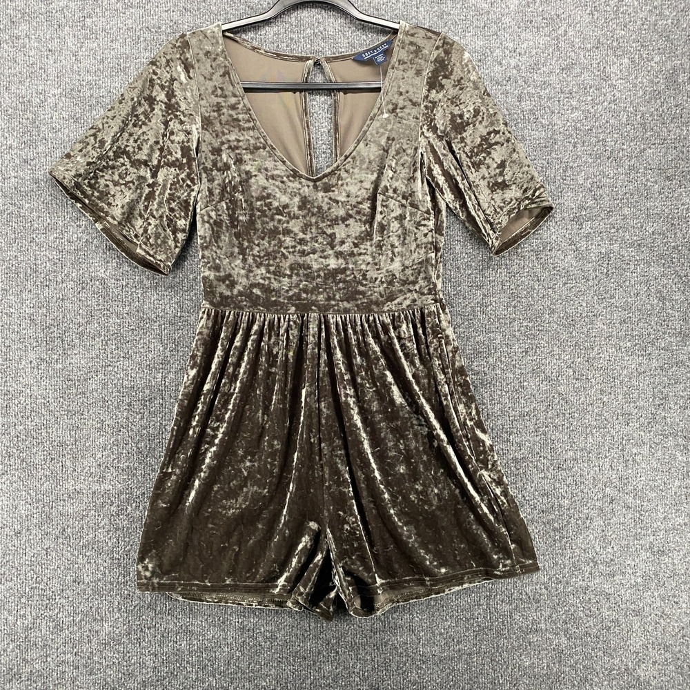American Eagle Romper Womens S Green Crunched Velvet Soft Sexy Boho Festival 90s
